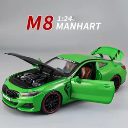 Diecast Alloy 1/24 Scale BMW M8 Sport Car Model Children Boy Metal Toy Vehicle Birthday Gift Collection Miniature Voiture