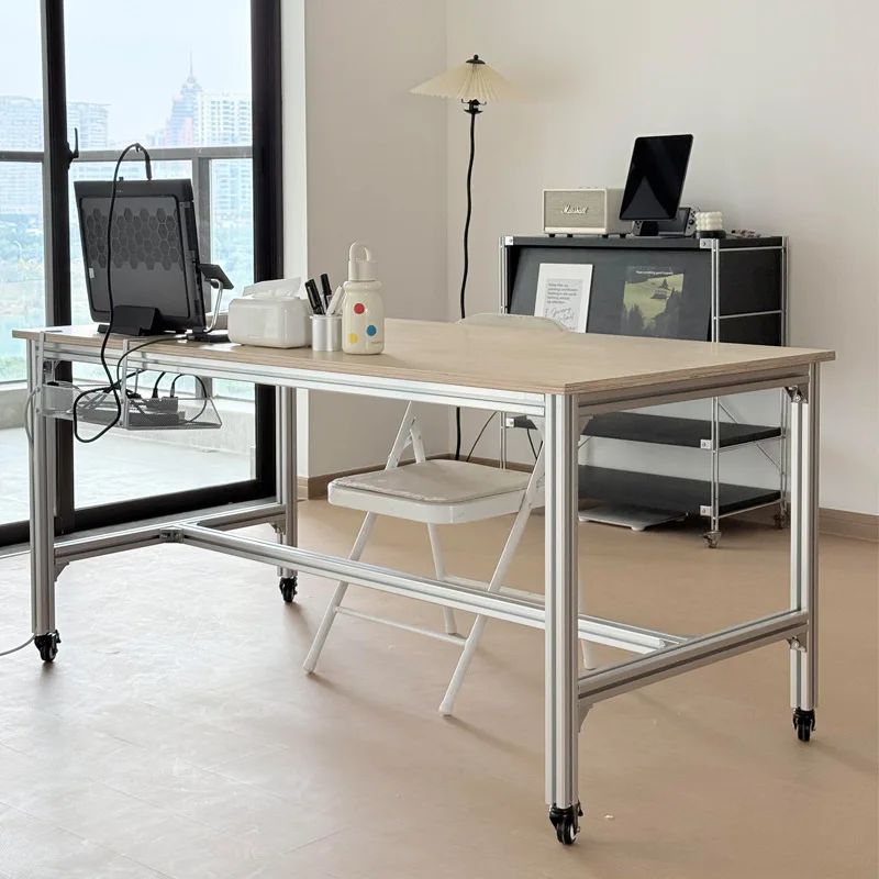 

Simple Modern Aluminum Profile Birch Ocean Board Desk Negotiation Table Light Luxury Office Computer Desk Commercial Conference