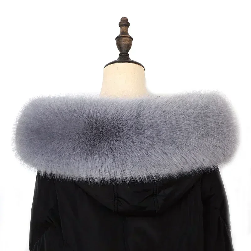 Faux Fox Fur Collar Winter Hood Trims Fur Decor Shawl Coat Parkaks Neck Warmer Women Warm Furry Fur Scarf Luxury Scarves