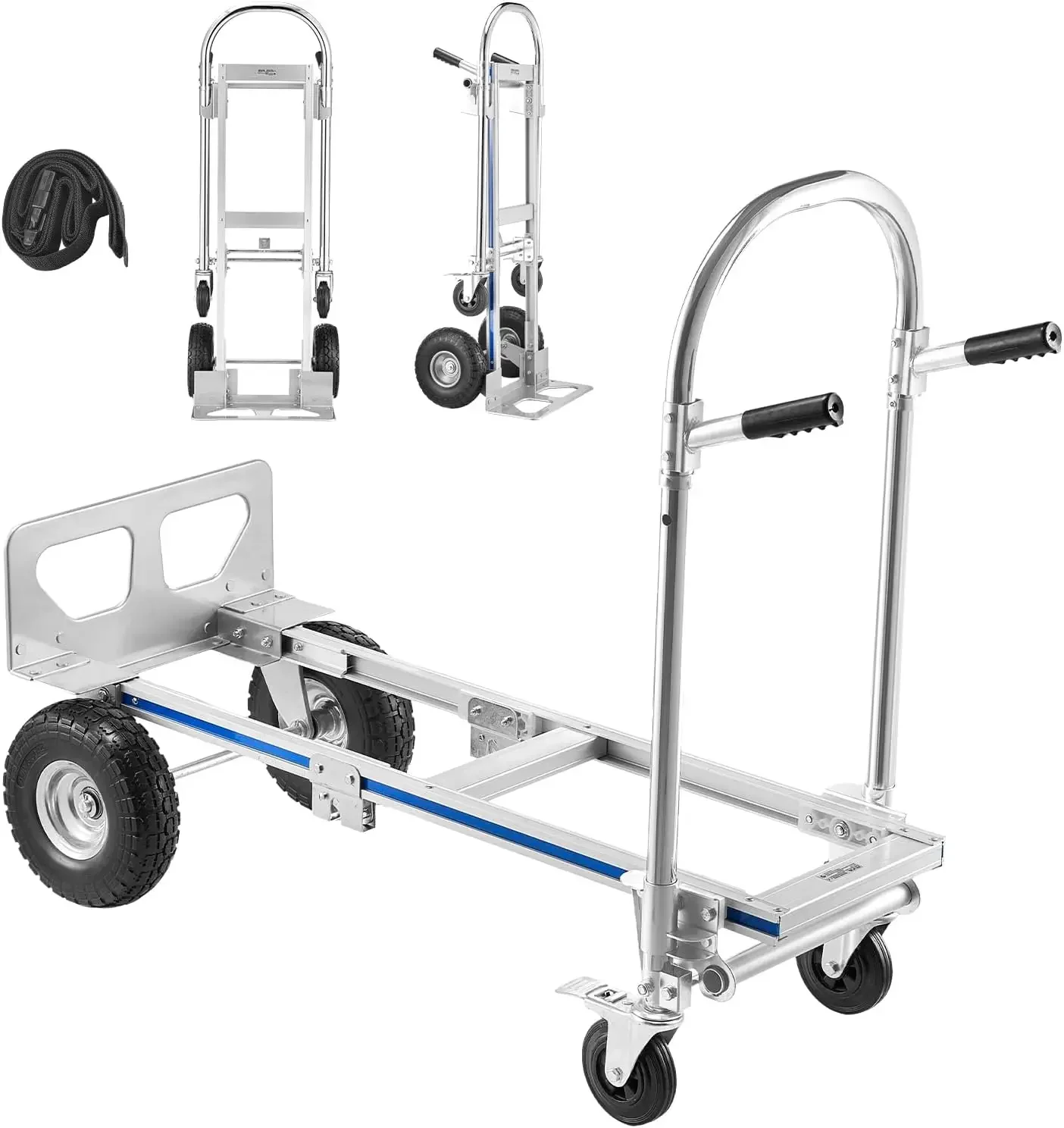 2 in 1 Hand Truck, 1000 lbs Load Capacity for 4-Wheel Mode, Convertible Truck Dolly with Non-Slip Handle & Wheels