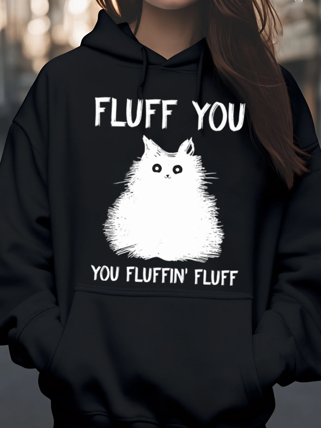 سترة بغطاء للرأس مطبوعة على شكل قطة من Fluff You للنساء والرجال