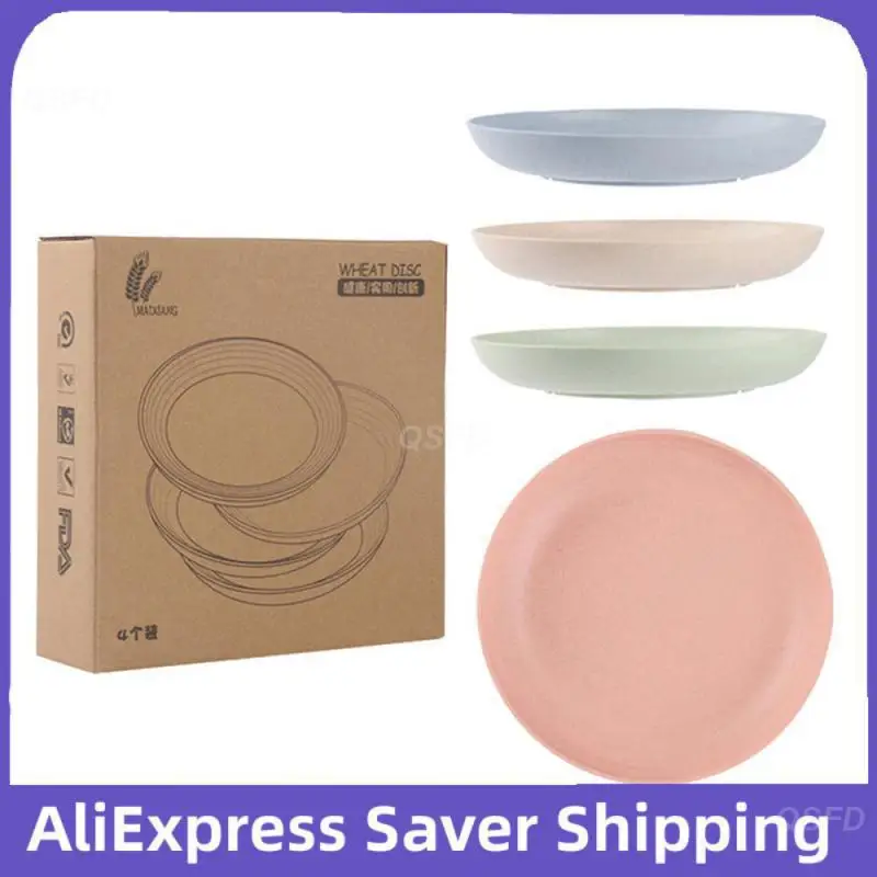 Round Exquisite Durable Kitchen Dish Beautiful Comfortable Home Japanese Security Portable Dinner Plate Fashion Wheat Straw