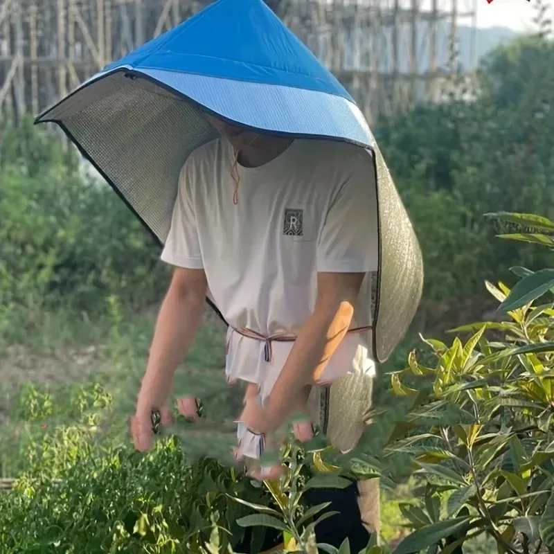 1-2pcs wide-edged hat with upf sun protection, adjustable chin strap, ideal for farming, fishing and other outdoor activities