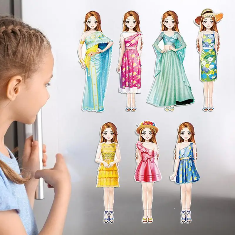 Magnetic Dress Up Princess Creative Magnet Dress Up Paper Dolls Puzzles Pretend Play Toy Set Birthday Gift For Toddler Girls