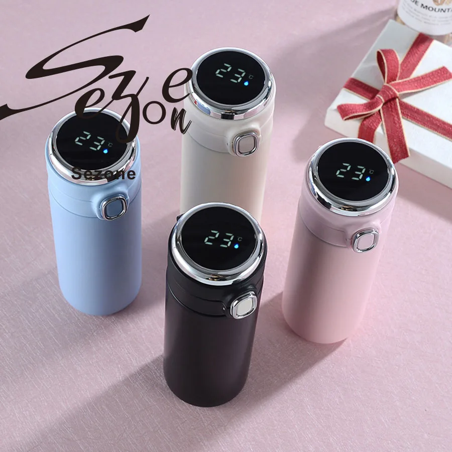 

Free Name 400ml Smart Vacuum Cup High-End Stainless Steel Touch Display Temperature Intelligent Digital Tea Thermos Water Bottle