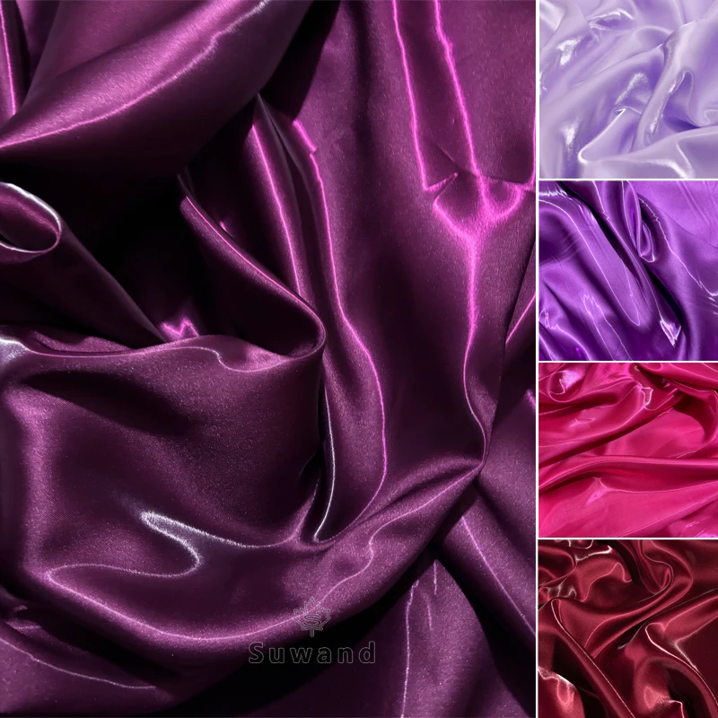 Luxury Glossy Liquid Satin Fabric Solid Color Crystal Watery Luster Satin Wedding Gift Clothing Designer DIY Sewing Fabrics