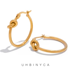 Minimalist Circular Knotted Earrings for Women, Stainless Steel Circular Earrings for Jewelry