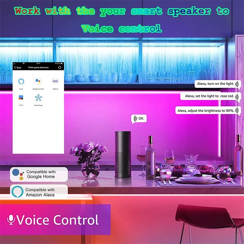 Smart LED WiFi Controller APP/Remote Control RGBIC Dimmer Compatible with Alexa & Google Home WS2812B WS281 SM16703 Strip Lights