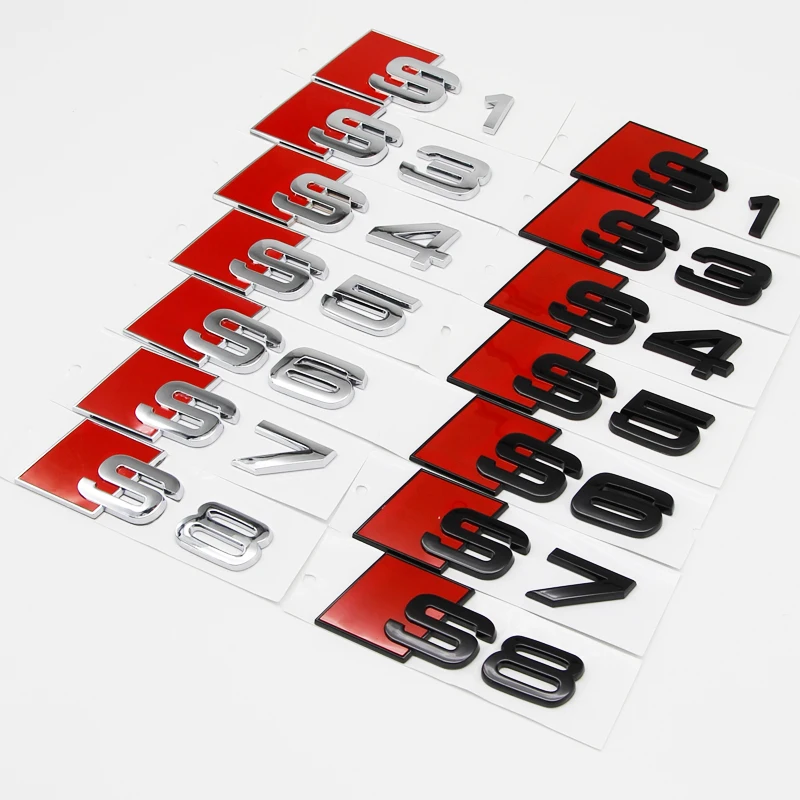 Emblema 3D ABS Negro Cromado para Maletero Trasero, para Audi S8 Sline S6 C7 S5 S4 B9 S7 S3 8V, Accesorios de Tuning Motorsport