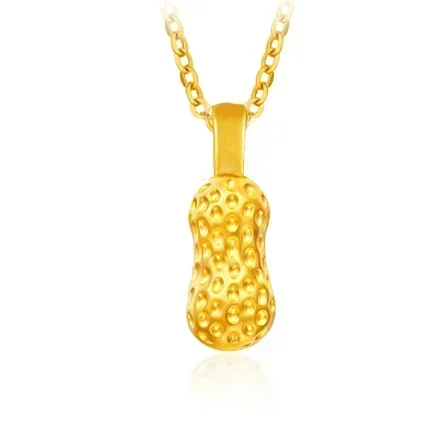 

24k pure gold peanut pendant for women fine gold small charms