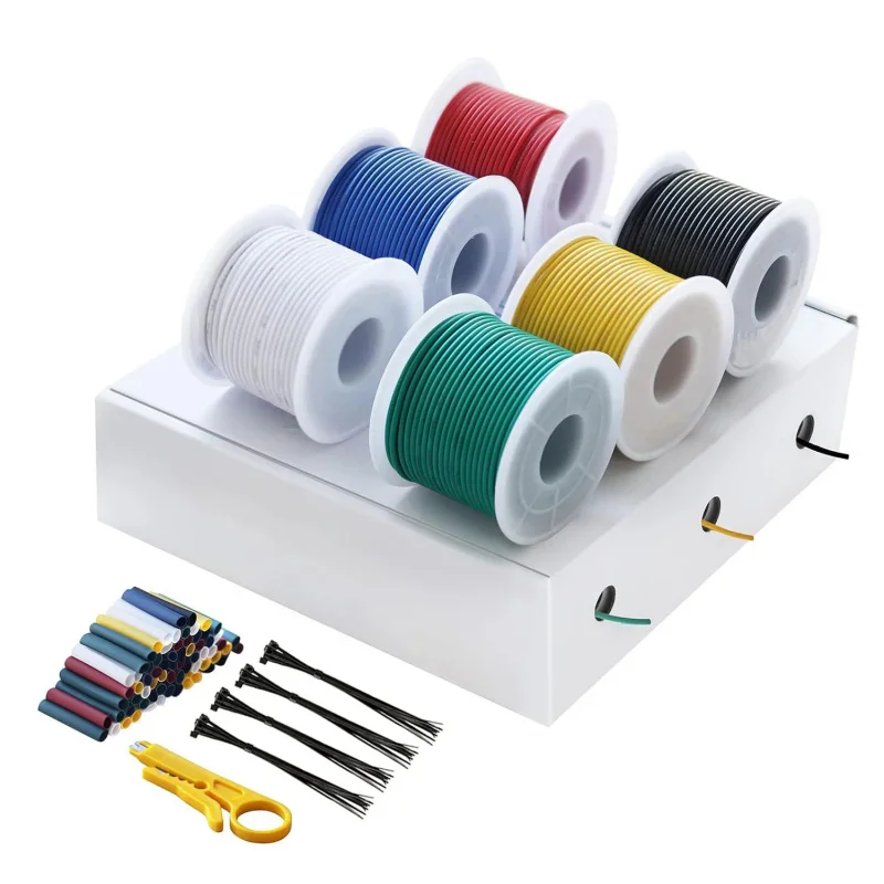 6 Color 12-14-16-18-20-22-24-26-28-30 AWG Silicone Electrical Wire 18 Gauge Stranded Tinned Copper Hookup Wires with Tool
