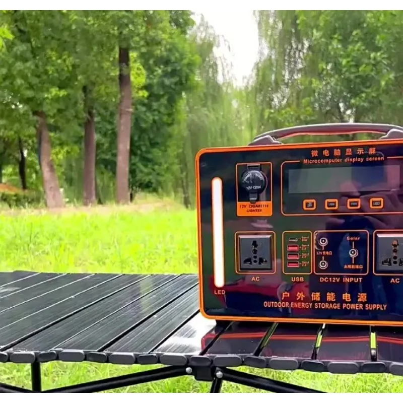 220V Portable Solar Power Generator, High Capacity Emergency Backup Energy Storage Power Bank for Outdoor Camping