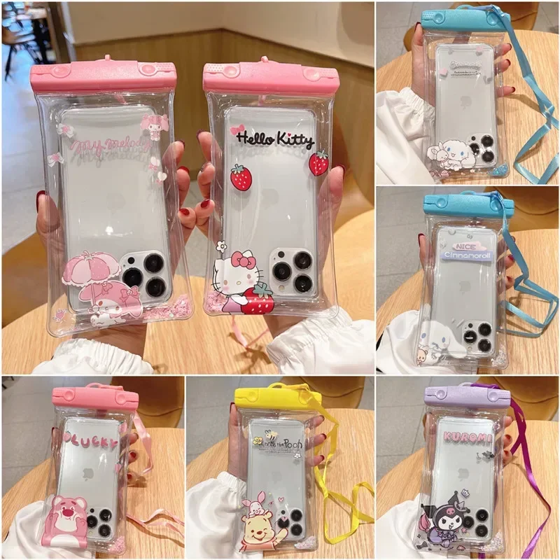 Sanrioed Anime Kuromi Cinnamoroll Melody Swimming Bags Waterproof Phone Case Water Proof Bag Mobile Phone Pouch Pv Cover Gift