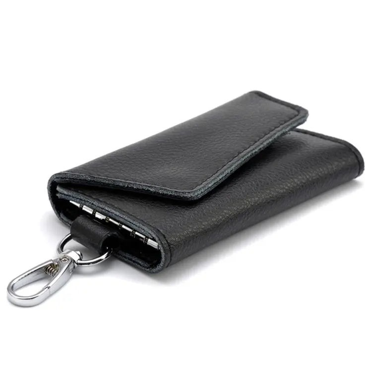 A13F-Keychain Men Women Key Holder Organizer Pouch Car Key Bag Wallet Housekeeper Key Case Mini Card Bag Black