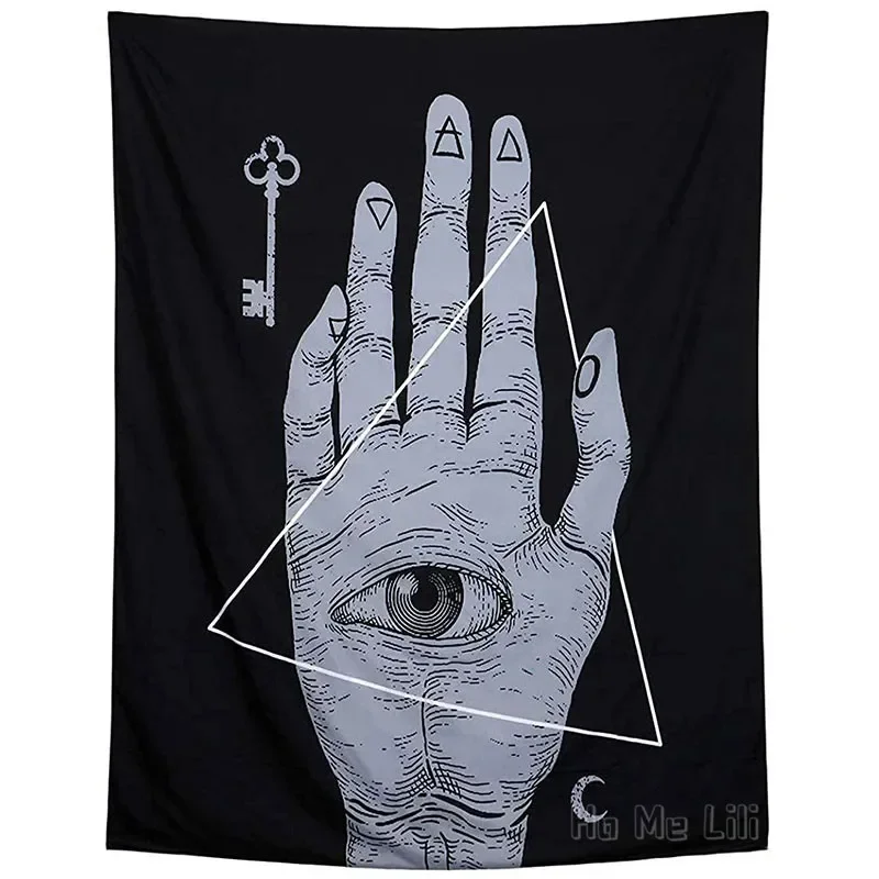 Black Wall Hanging Decor Evil Eye And Hand Mystic Key Indian Hippie Bohemian For Room Bedding By Ho Me Lili Tapestry