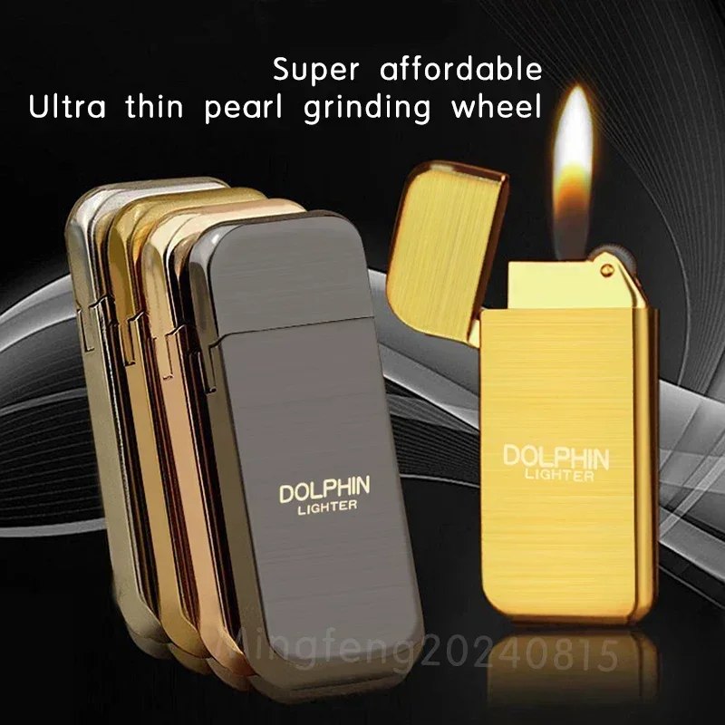 

Super discount ultra-thin pearl grinding wheel inflatable butane portable metal light luxury lighter wholesale price