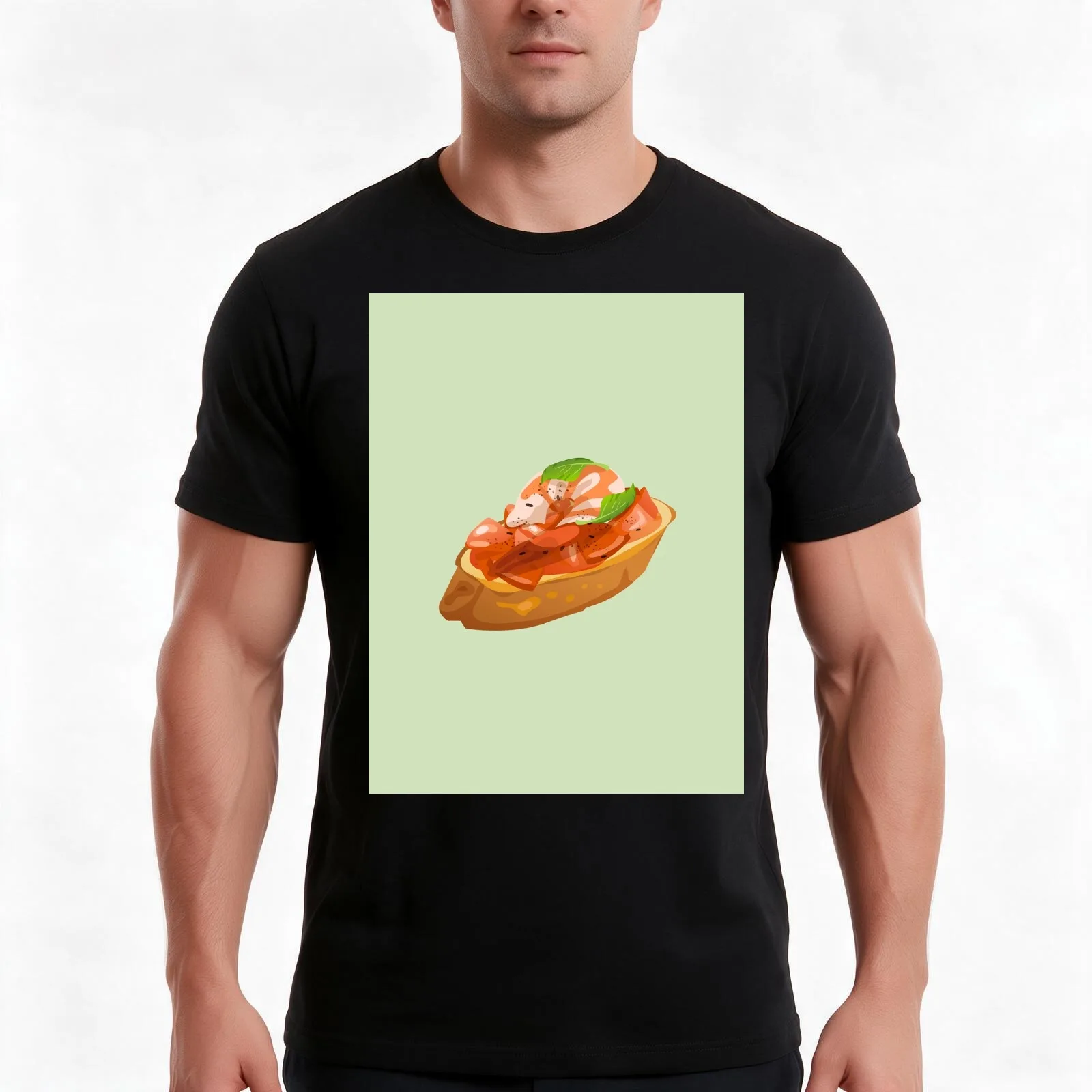 Spicy Prawn Bruschetta T-Shirt Summer Casual Cotton Tee Oversized Streetwear Tops Vintage Graphic Print Unisex Men Women