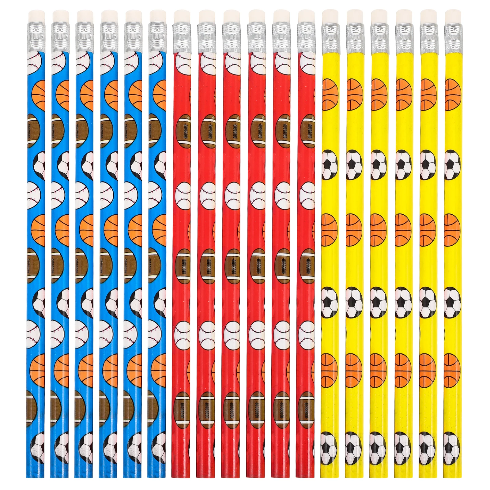 

48pcs Sports Pencils Unique Design Festive Colored Kids Writing Stationery Eraser Topped Smooth Party Favors