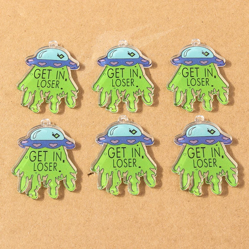 5 Stück 44*31mm Kreative Alien-Schiff-UFO-Anhänger für Halsketten, Ohrringe, DIY-Schmuckherstellung, Zubehör und Materialien – Detail 4