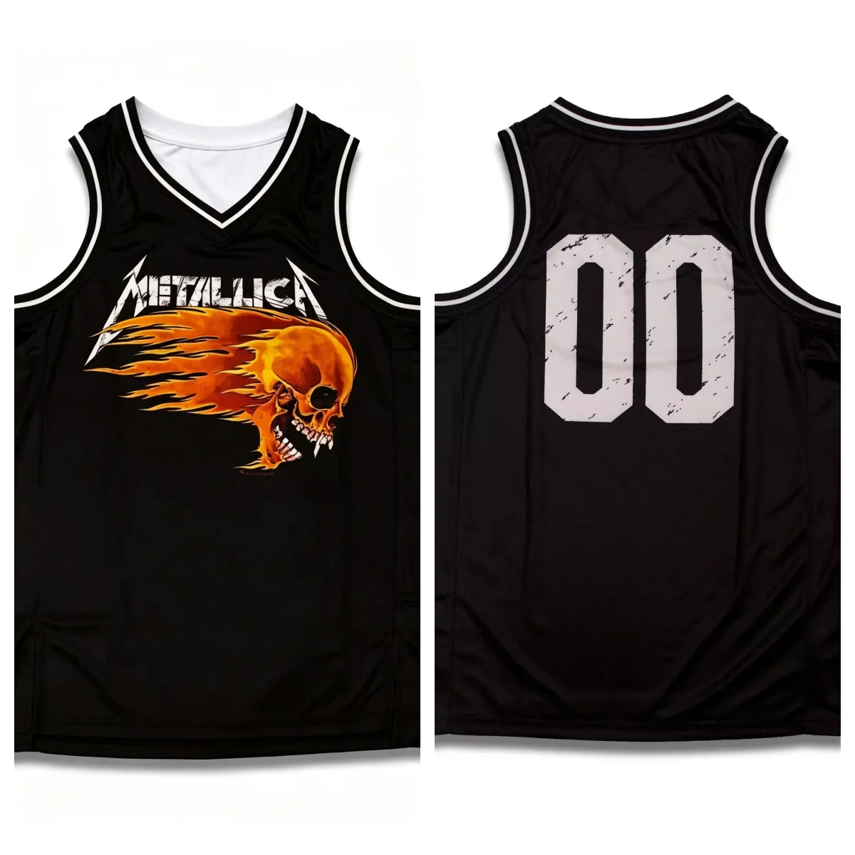 2026 Metallica Band Jersey Men Women Double Sided Heavy Metal Rock Flame Skull 00 Sleeveless Tank Top Sports Vest Streetwear Y2K