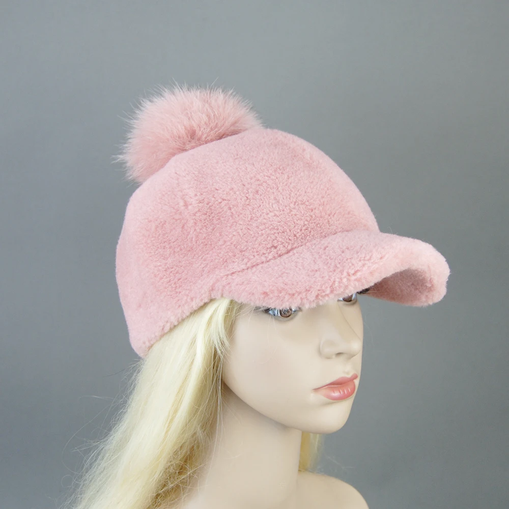 Winter Autumn Baseball Cap Women Containing 20%-30% Lamb Wool Hats Version Tide Warm Cap Plush Baseball Caps Cute Baseball Cap