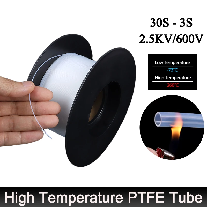 PTFE Tube ID 0.3 ~ 5.94mm S type 2.5KV 600V F46 Rigid Insulated Capillary Heat Protector Transmit Hose Corrosion Resistant Pipe