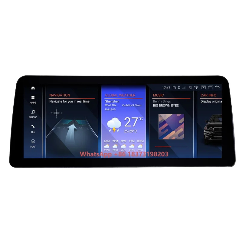 

KANOR 12.3 Inch Android 13 Stereo Tape With Carplay GPS Navigation Touch Screen for X5 E70 X6 E71 CCC CIC