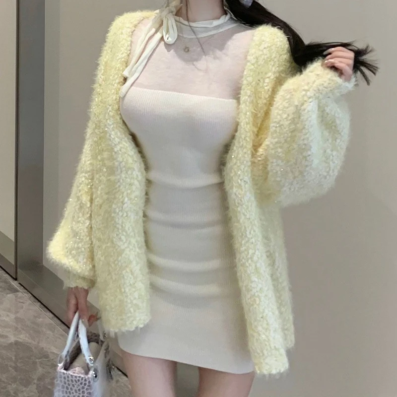 2026 Nuova Primavera Autunno Manica Lunga Sheer Dolcevita Mini Abito per Le Donne Coreano Slim Fit e Temperamento Dimagrante Abito Elegante