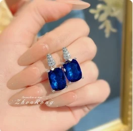 

1.4ct Oval Cut Created Blue Sapphire 925 Sterling Silver Hoop Earrings Huggies for Woman Gemstone Fine Jewelry Wedding Gift