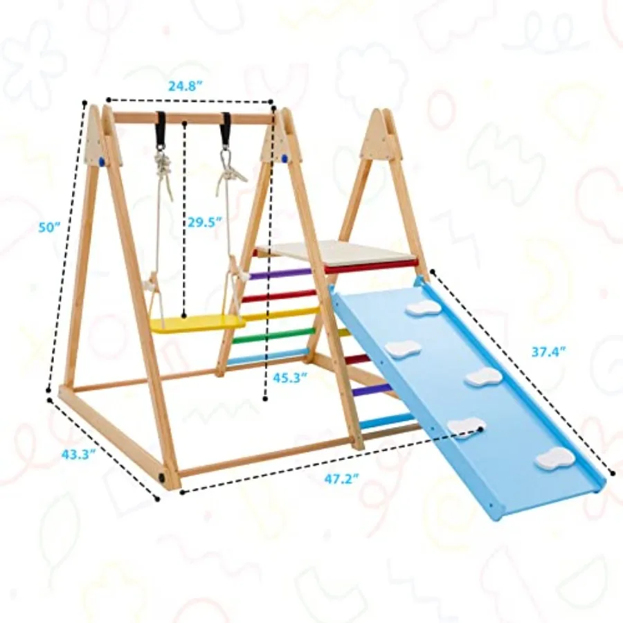 ملعب داخلي 4 في 1 للأطفال الصغار الذين تتراوح أعمارهم بين 26 عامًا: صالة الألعاب الرياضية مع منزلق متسلق متأرجح وشعاع التوازن للعب الداخلي الآمن و #3