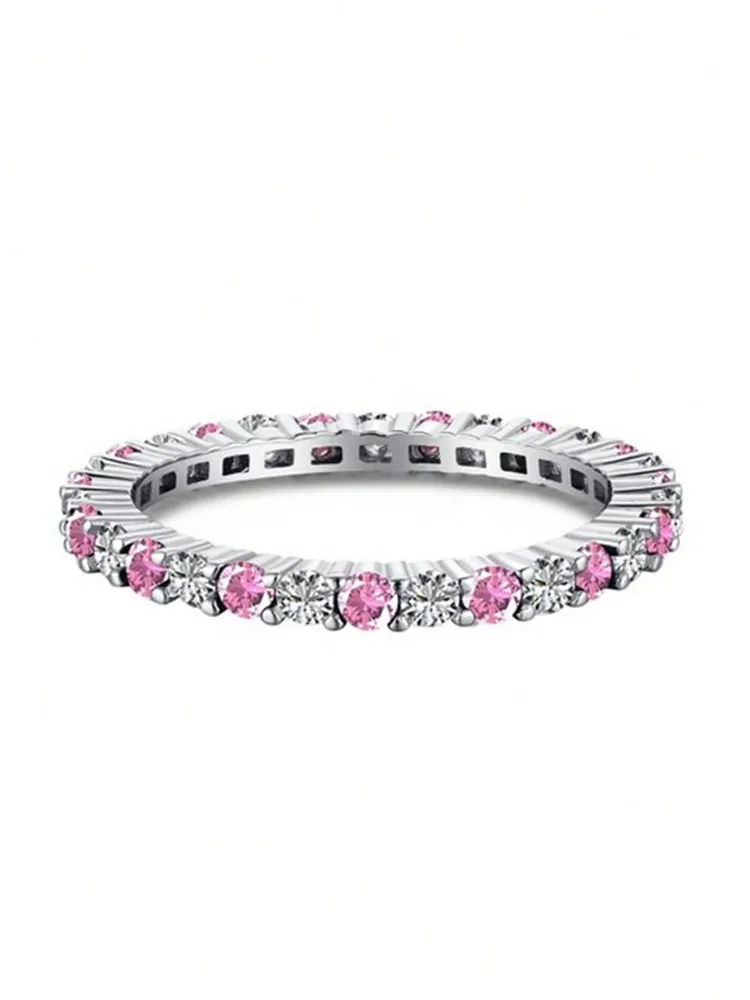 Women's 925 Sterling Silver Multicolored Full Zircon Stackable Ring