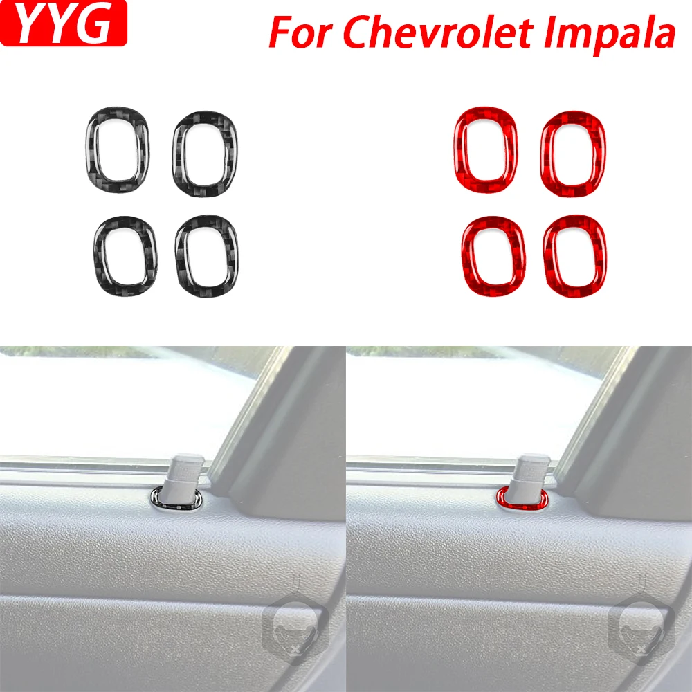 For Chevrolet Impala 2006-2013 Real Carbon Fiber Door Lock Ring Panel Trim Cover Car Interior Decorative Accessories Sticker