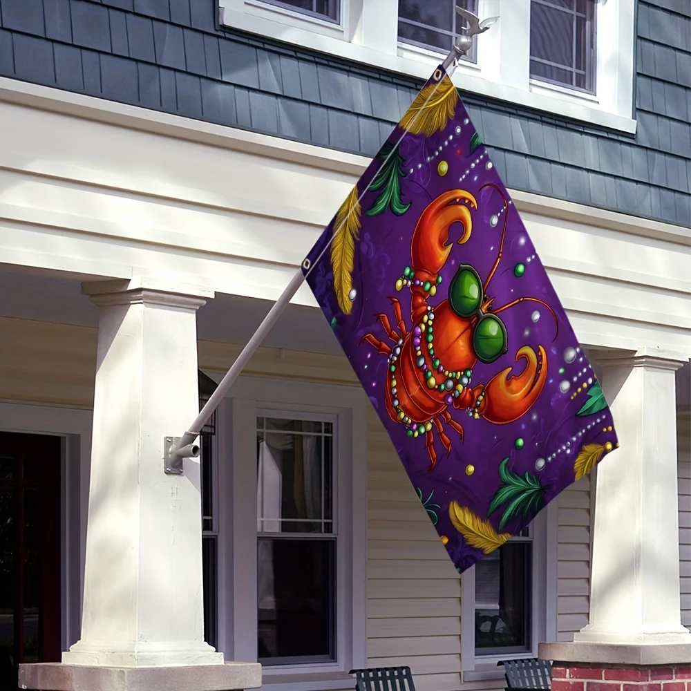 Mardi Gras Lobster Garden Flag Polyester House Balcony Yard Outdoor Decor