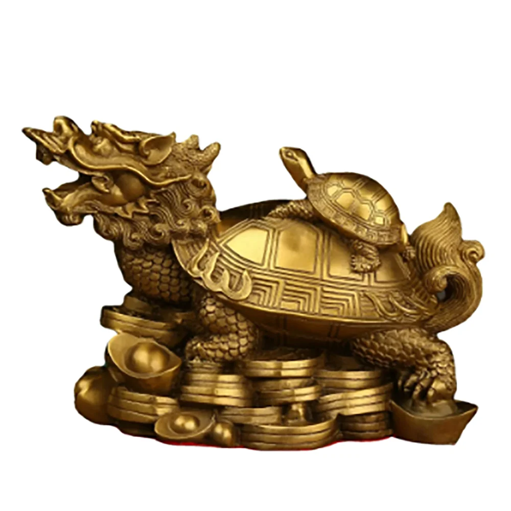 

China Fengshui Brass Dragon Turtle Tortoise Wealth Lucky Statue Metal Crafts Home Decorations Metal Handicraft