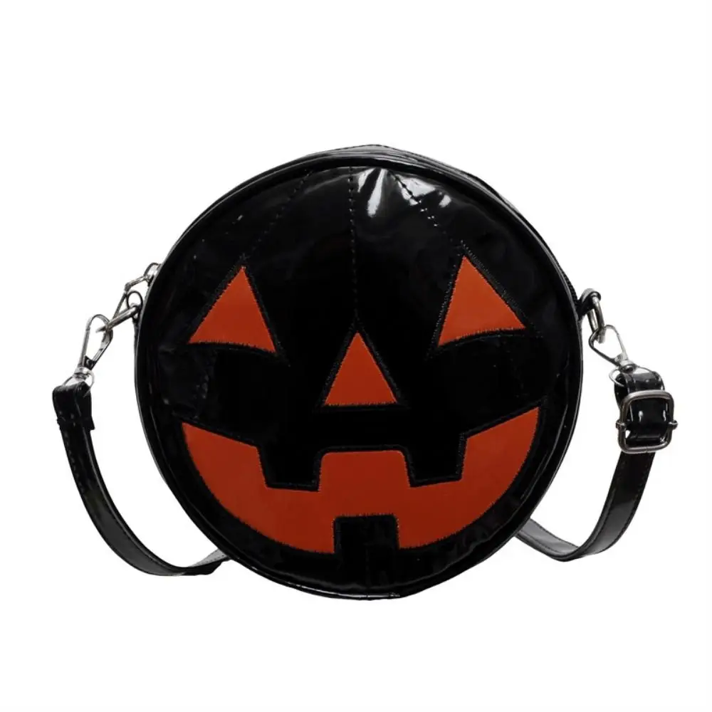 

Adjustable Strap Halloween Pumpkin Crossbody Bag Purse Round PU Leather Halloween Pumpkin Shoulder Bag Harajuku Y2K