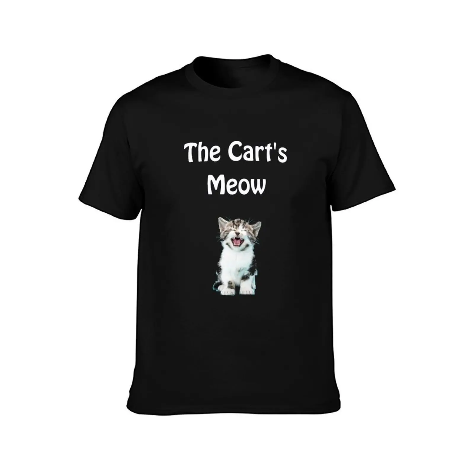 The Cart's Meow T-Shirt, Summer Casual Cotton Tee, Oversized Streetwear Tops, Vintage Graphic Print, Loose Fit Short Sleeve