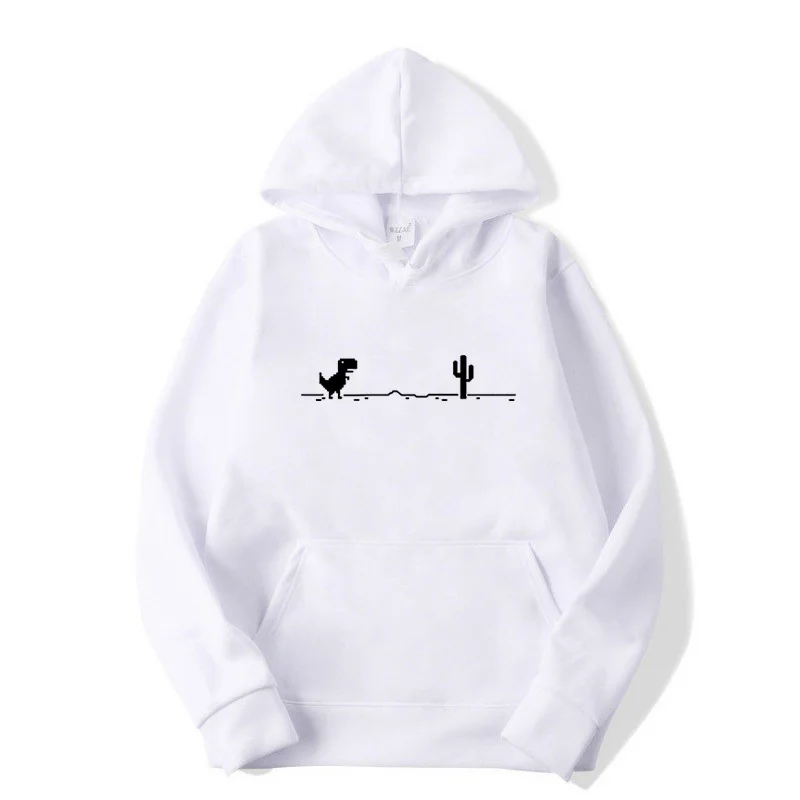 Mens Hoodie Printed Dinosaur Cactus Funny Tops Autumn and Winter for Womens Casual Hooded pullover Streetwear Basic Tops