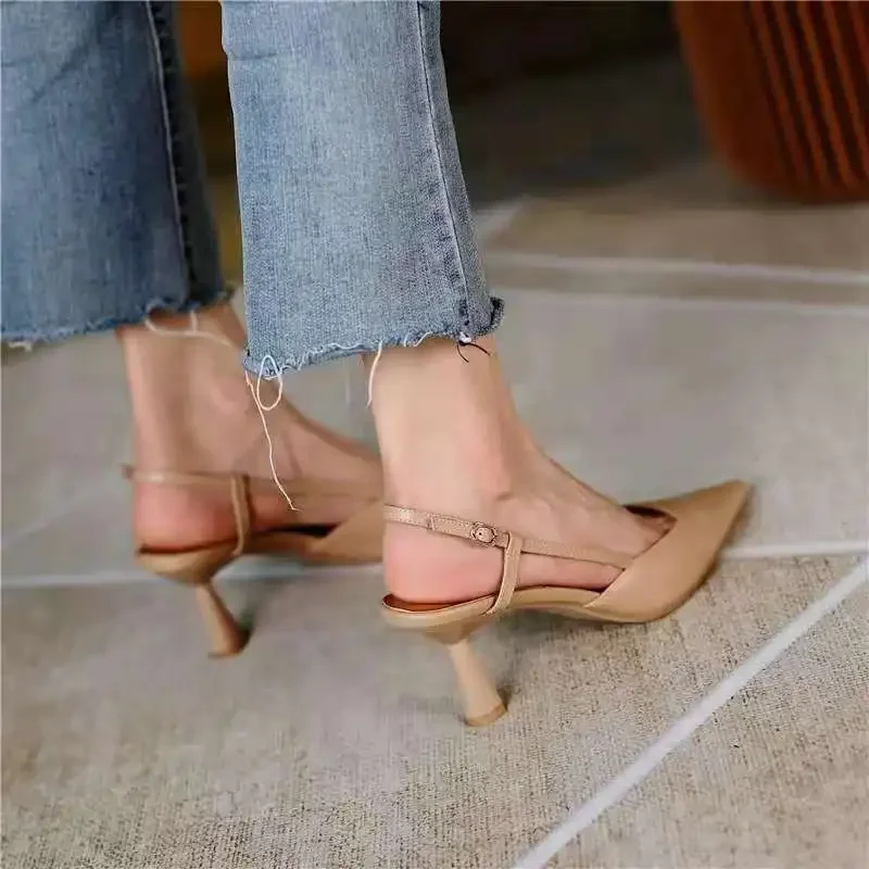 Shoes for Women 2023 Brand Pointy Slingbacks Ladies High Heels Summer Fashion Pumps Shallow Slip on Shoes Female Party Sandals