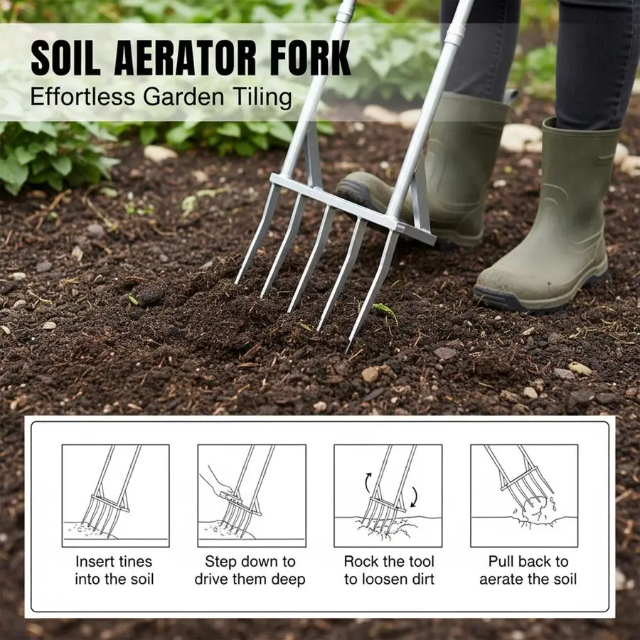 شوكة واسعة للخدمة الشاقة للحديقة مصنوعة بشكل قوي لمتانة دائمة وتخفيف وتهوية التربة الطينية على المزارع وفي الحدائق المنزلية