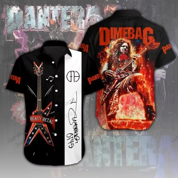 

2026 Новая гавайская рубашка Heavy Metal Rock Pantera Band с 3D принтом для мужчин и женщин, модная рубашка с коротким рукавом, дизайн в стиле хип-хоп, блузка подходит