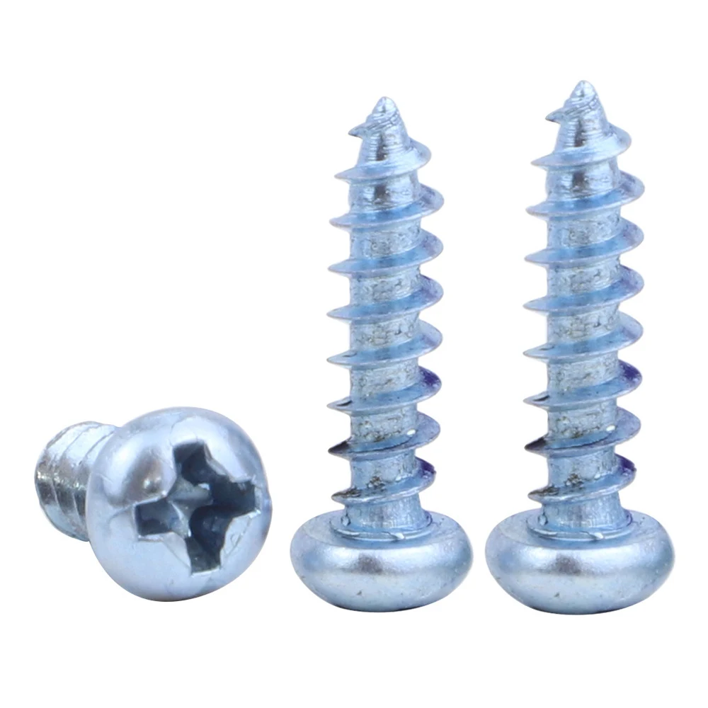 Cross Recessed Pan Round Head Tapping Screws Blue Zinc Plated M1.7 M2.3 M3 M4 M5 M6 Phillips Self Tapping Screws for Wood