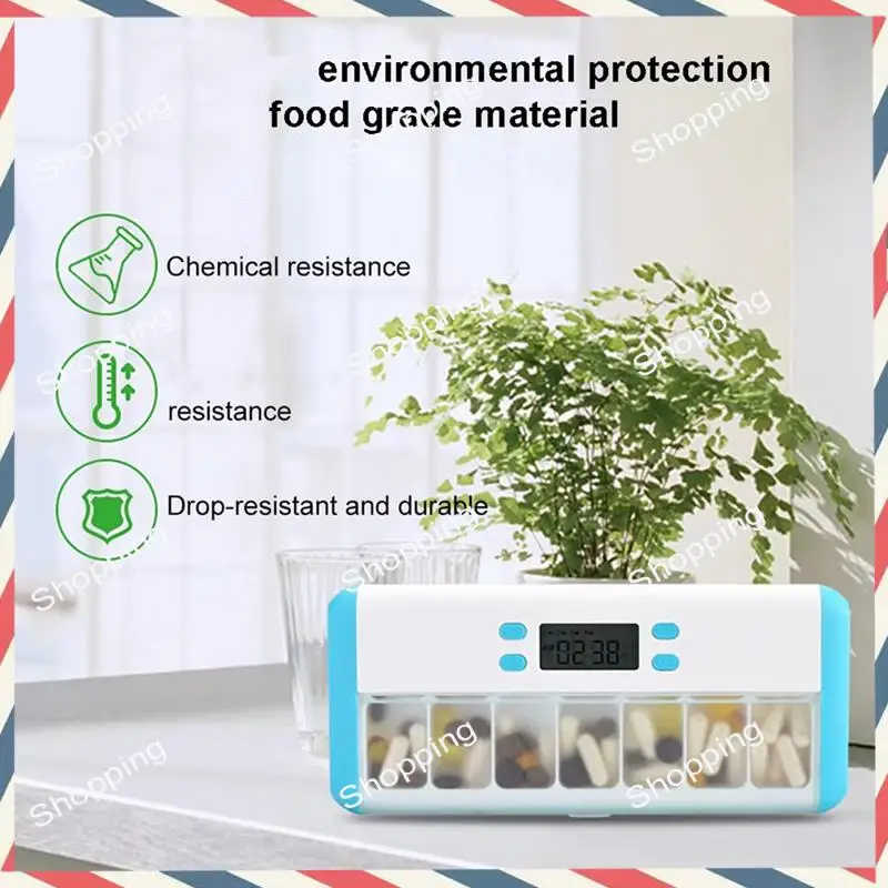 M20K Smart Pill Organizer Electronic Timing Reminder Storage Case Timer Weekly Pills Container Alarm Box For Traveling Coffee Wh