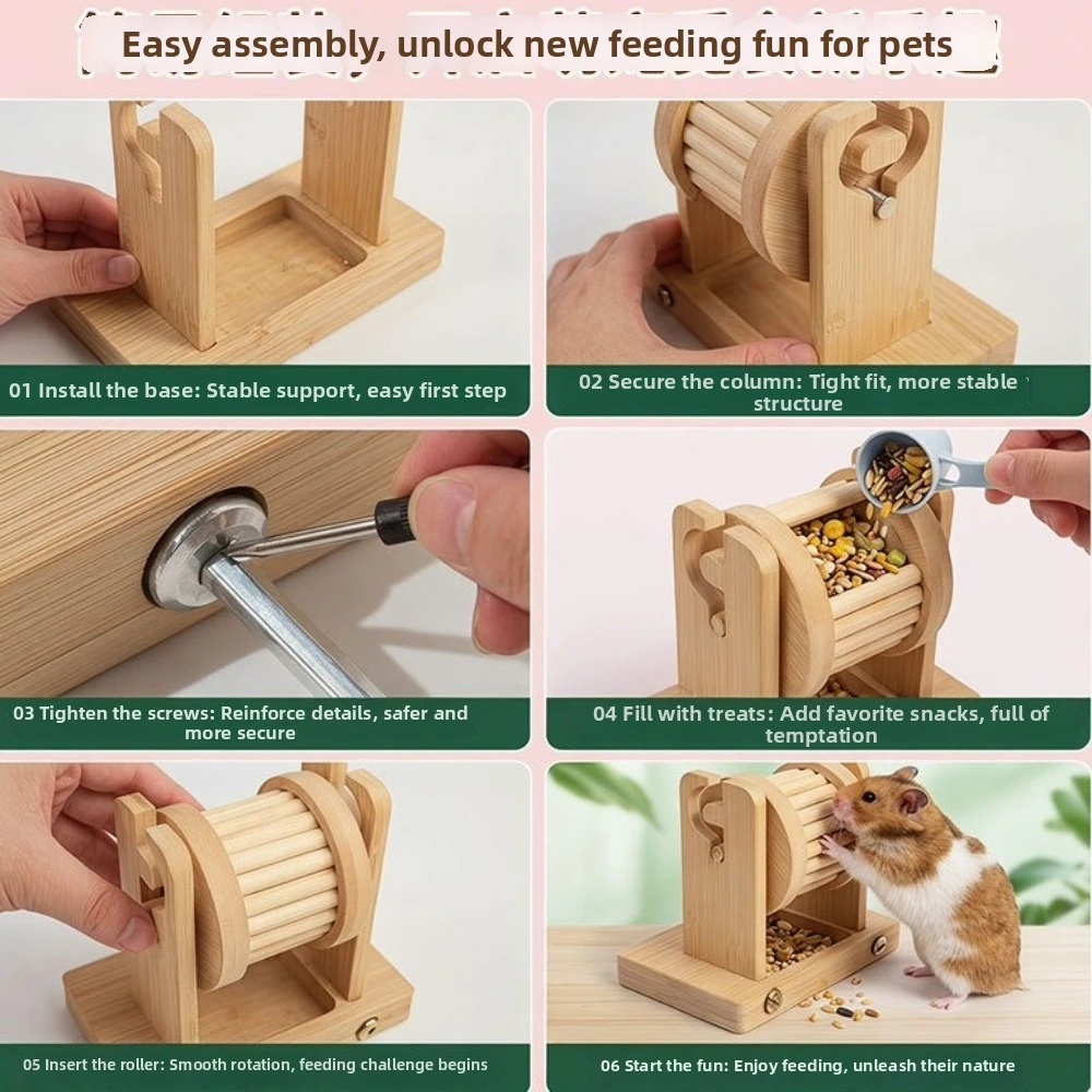 

Wood Hamster Foraging Interactive Chew-Resistant Treat Dispenser Non-Toxic Funny Hamster Wheel Forager For Small Pet
