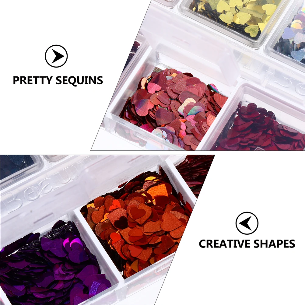 

3 Boxes Nail Sequins Glitter Manicure Sticker Art Stickers Heart-shaped Decals Decoration