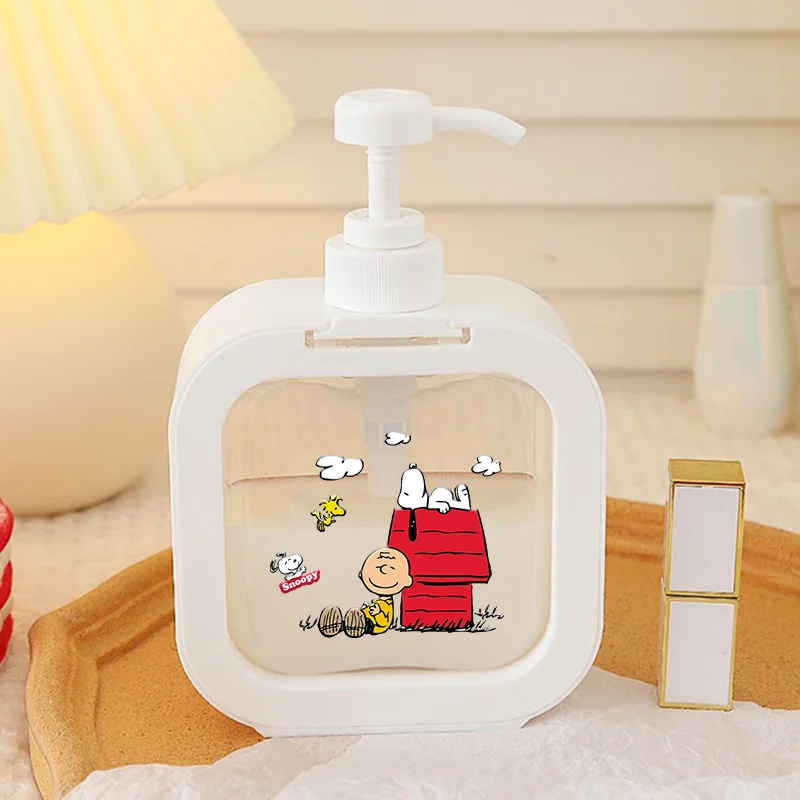 Snoopys Soap Dispenser Cute Cartoon Shampoo Bottle Clear Plastic Press Type Lotion Split Storage Container for Bathroom Kitche