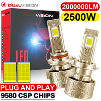 2500W K5C Mini H7 H4 Led Headlight Bulb 6000K K6C Led 9005 HB3 H11 H8 H9 Lamp Bulb H1 HB4 9006  9012 Led Lights For Car 12V 24V