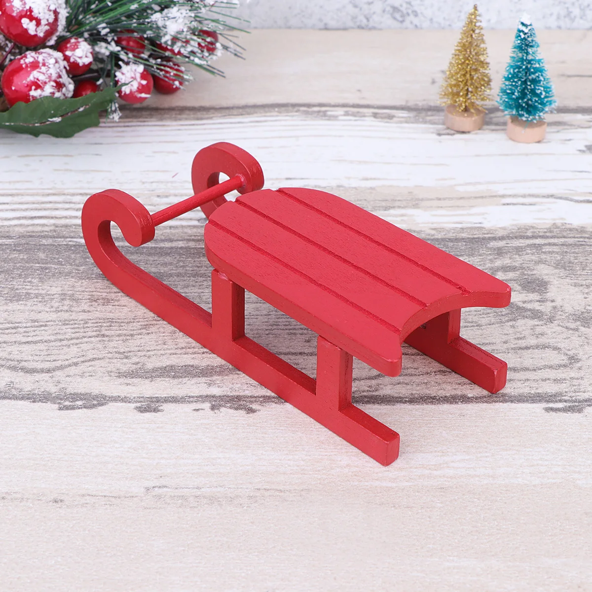 

2 pcs Christmas Sleigh Christmas Sleigh Ornament Red Creative Desktop Decor For Home Office Holiday Party Table Display