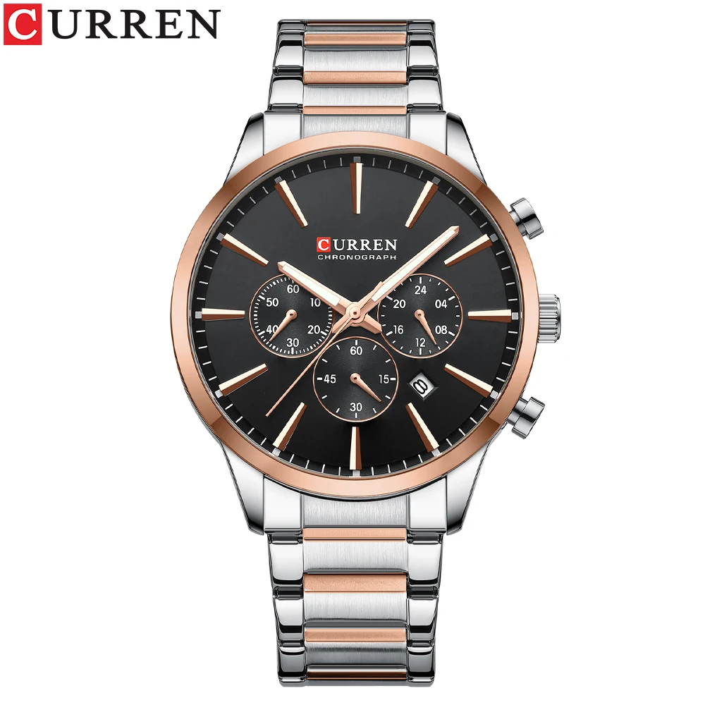 CURREN Casual Sport Uhren Herren Quarz Chronograph Edelstahl Armband Armbanduhren mit Datum Männliche Uhr 10