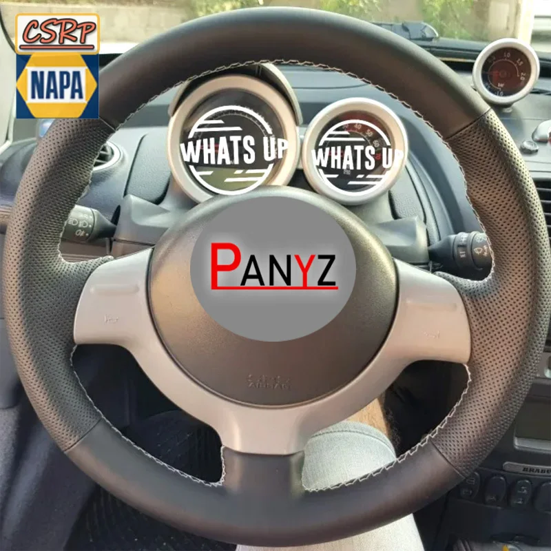 Hand Stitched Non-slip Car Steering Wheel Cover for Smart 2005 2006 2007 Custom Suede&Leather Car Interior