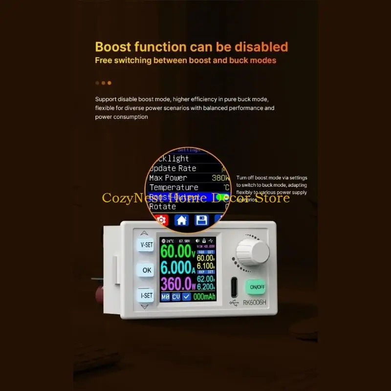 92MF RK6006H Adjustable Power Supply Module with Color LCD and USB Port for Testing
